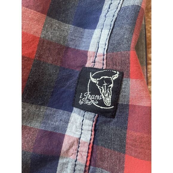 Buffalo Jeans Men’s Shirt L Cotton Red Plaid Long Sleeve Button Up Excellent Con - Picture 8 of 10